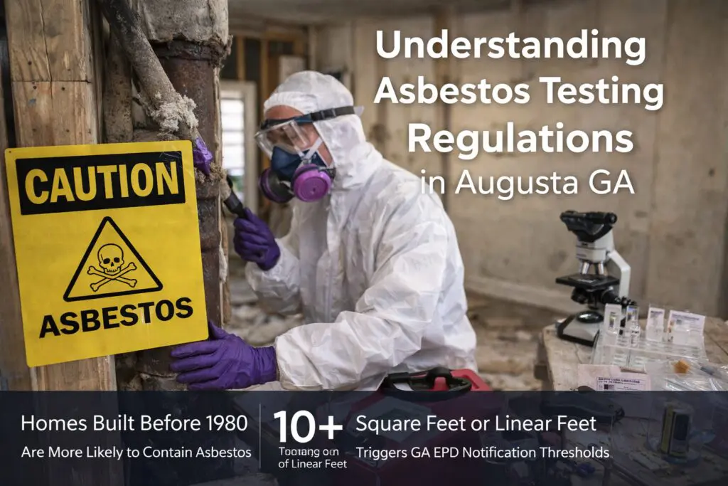 Older homes can contain asbestos in floors, ceilings, and insulation. Learn Georgia asbestos notification rules that affect Augusta projects and how EnviroPro 360 helps you test safely.