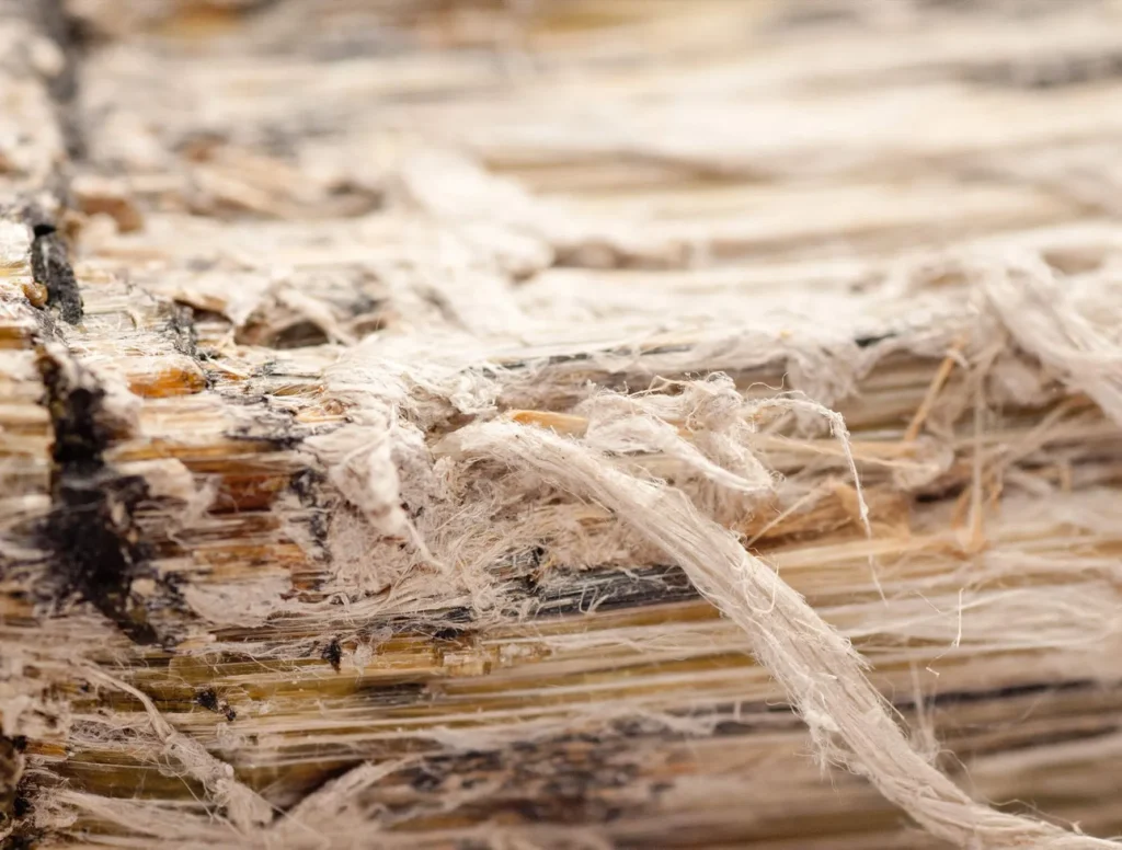 Asbestos-containing fibers shown up-close