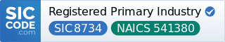 EnviroPro360 operates with SIC Code 8734 and NAICS 541380.