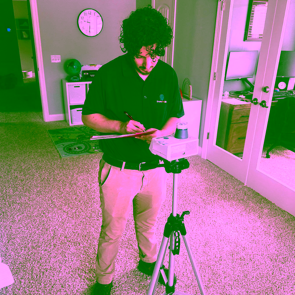 EnviroPro 360 mold inspector testing for mold in a Columbia, South Carolina home